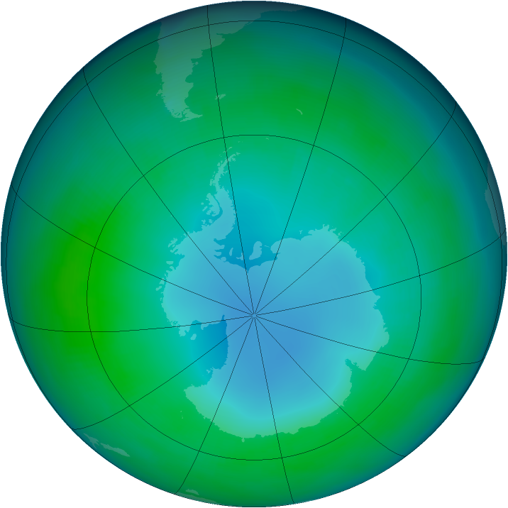 Antarctic ozone map for May 1987